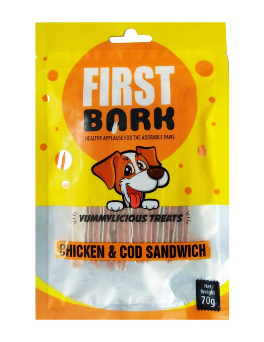 FIRST BARK CHICKEN & COD SANDWICH 70G