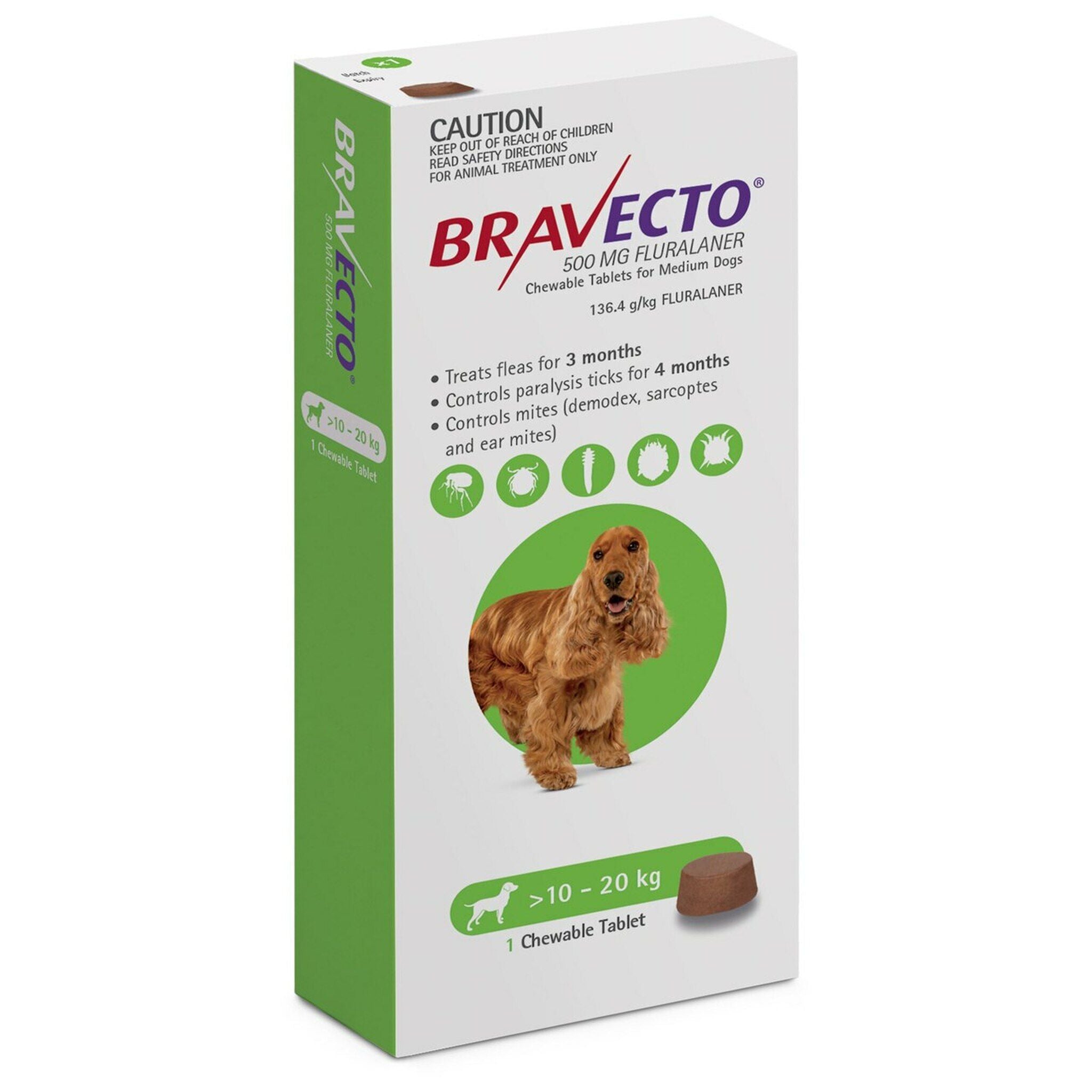 BRAVECTO 500MG 10-20KG TAB