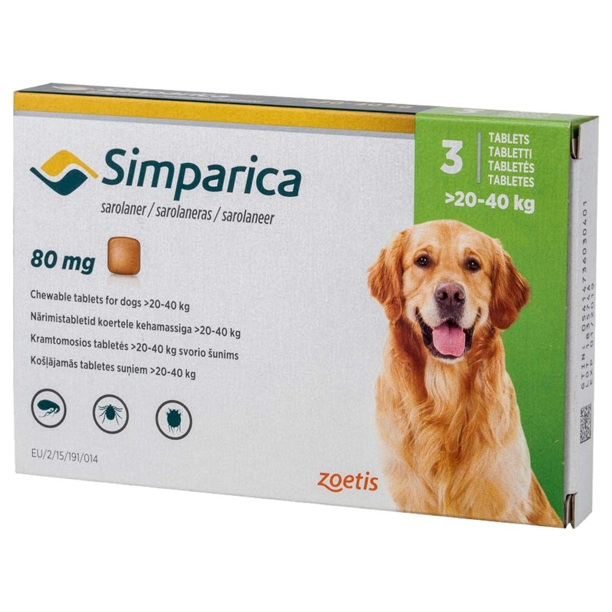 SIMPARICA 80MG TAB 20 - 40 KG