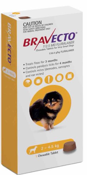 BRAVECTO 112.5MG 2-4.5KG TAB