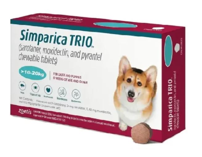 SIMPARICA TRIO 10-20KG 100MG TAB