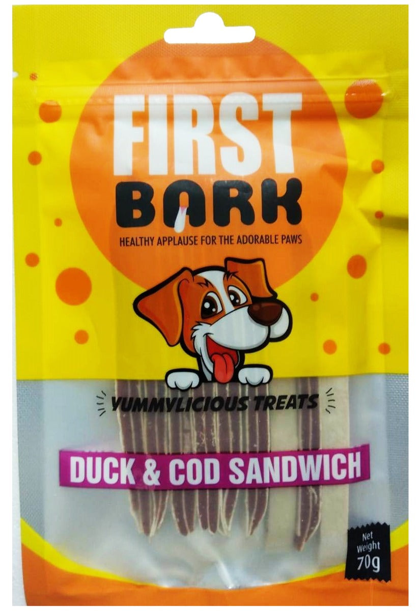 FIRST BARK DUCK &COD SANDWICH 70 g