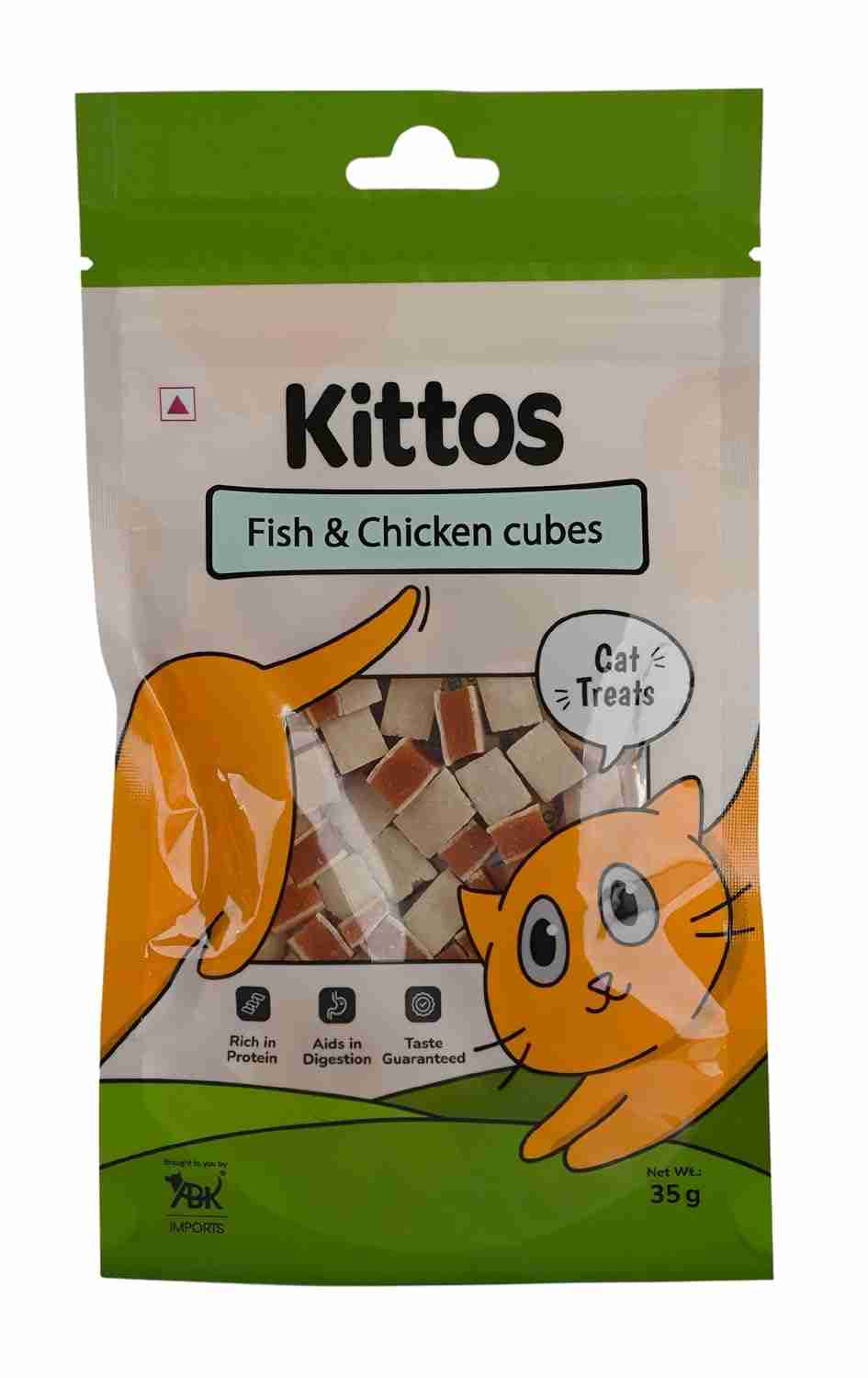 KITTOS FISH CHICKEN CUBES 35GM